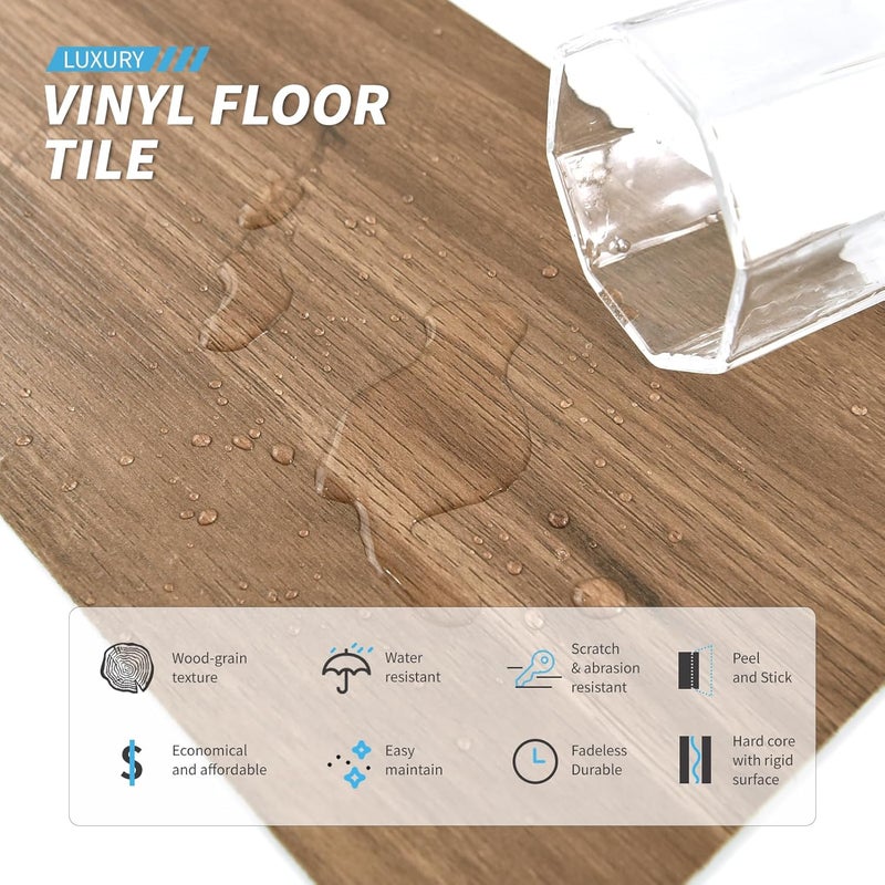 Art3d 36-Pack 54 Sq.ft Peel and Stick Floor Tiles Vinyl Plank Flooring Wood Look, Adhesive and Waterproof Tile Sticker for Bedroom, Living Room, Kitchen, RV in Rosewood - Image 4